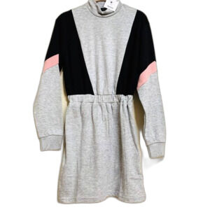 Bershka gray dress colorblock women Long sleeve mock neckline dress size S